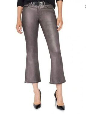 Frame Le Crop Mini Boot Fit Mid Rise Flared Coated Jeans in Mahogany